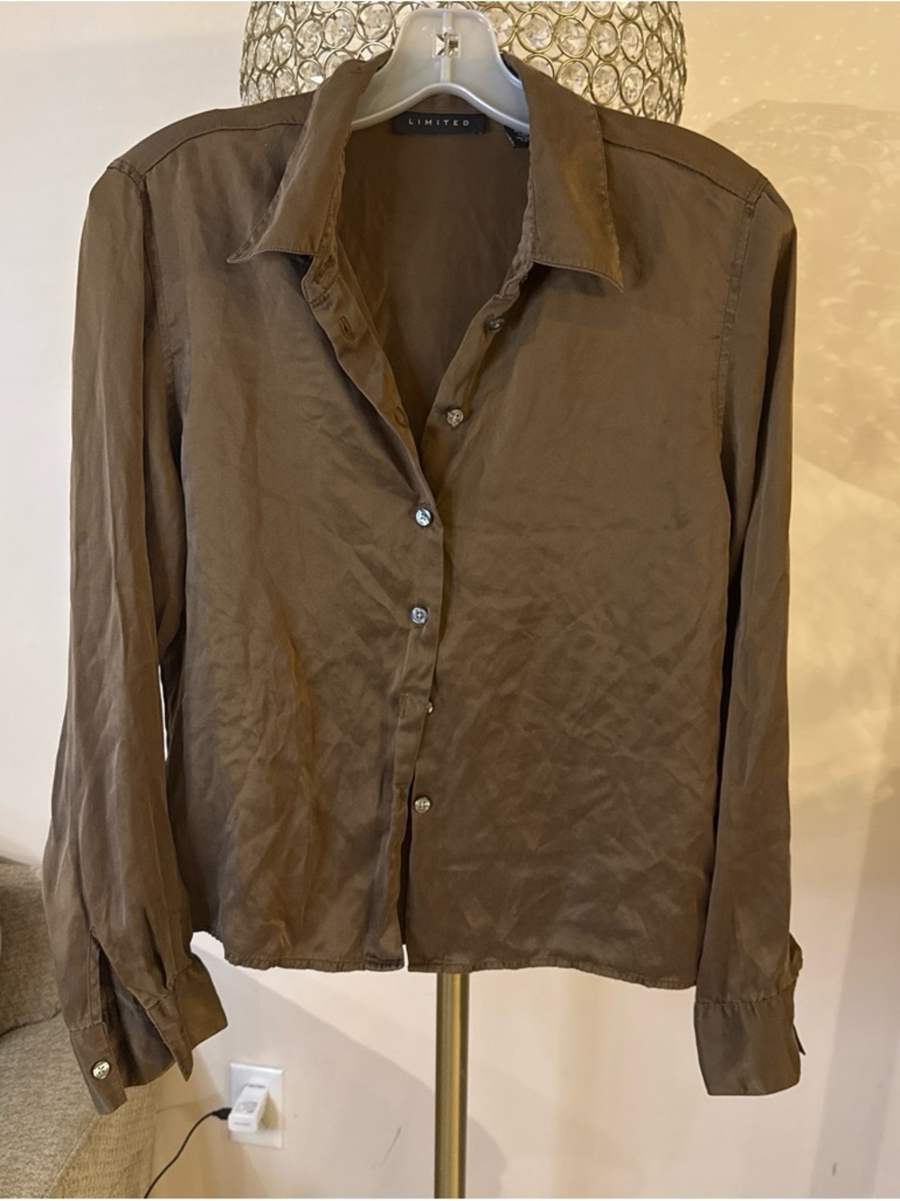 LIMITED Brown Button-Up silk Shirt M